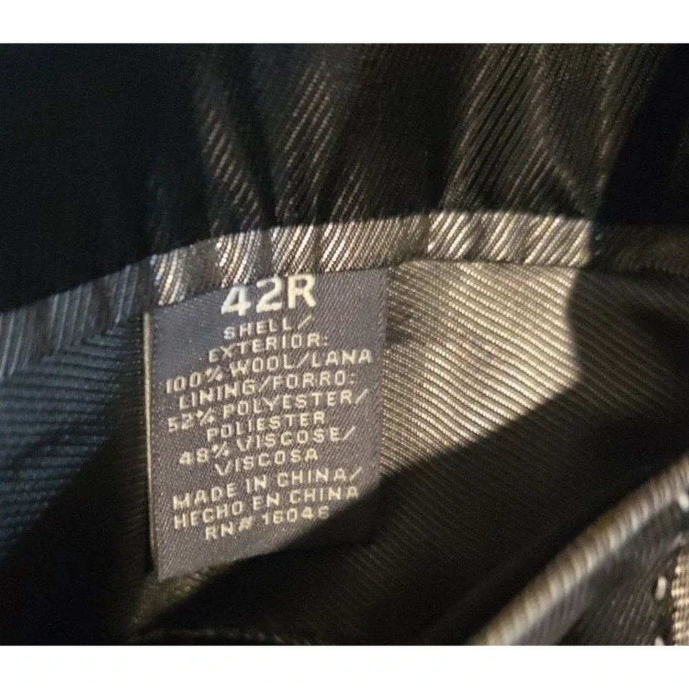 Perry Ellis‎ Portfolio Grey Black Micro Houndstooth Two Button Blazer, Men's 42R